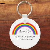 LGBT Pride Rainbow met aangepaste tekst Liefde is  Sleutelhanger (Voorkant)