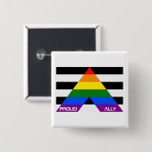 LGBT Pride Rainbow Proud Ally Vierkante Button 5,1 Cm (Voorkant /achterkant)