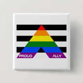 LGBT Pride Rainbow Proud Ally Vierkante Button 5,1 Cm (Voorkant)