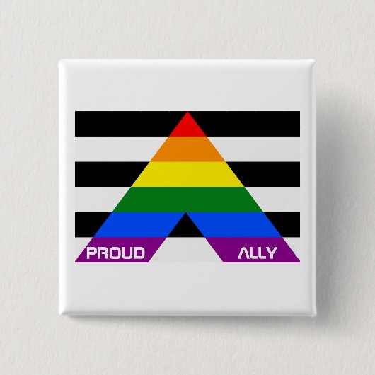 LGBT Pride Rainbow Proud Ally Vierkante Button 5,1 Cm (Voorkant)