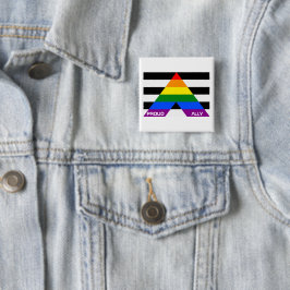 LGBT Pride Rainbow Proud Ally Vierkante Button 5,1 Cm