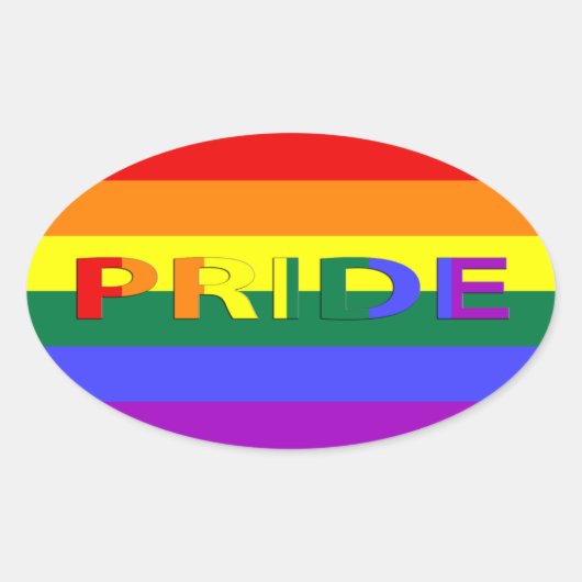 LGBT Pride Rainbow-vlag Ovale Sticker (Voorkant)