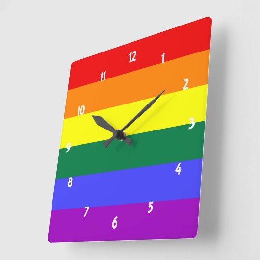 LGBT Pride Rainbow-vlag Vierkante Klok (Hoek)