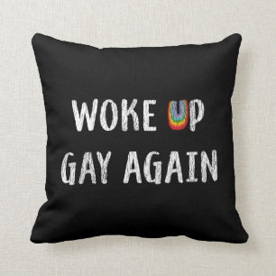 LGBT Pride Rainbow Woke up Gay Opnieuw Retro  Kussen