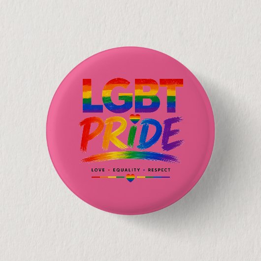 LGBT Pride Regenboog Typografie Ronde Button 3,2 Cm (Voorkant)
