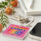 LGBT Pride Regenboog Typografie Sleutelhanger (Voorkant Rechts)
