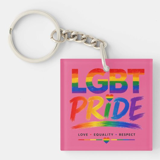 LGBT Pride Regenboog Typografie Sleutelhanger (voorkant)