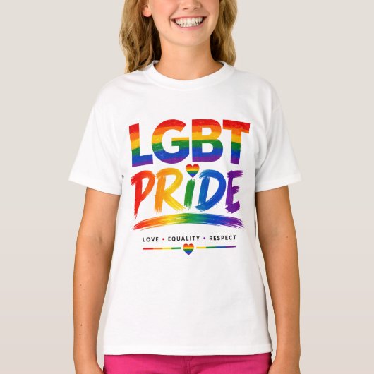 LGBT Pride Regenboog Typografie T-shirt (Voorkant)