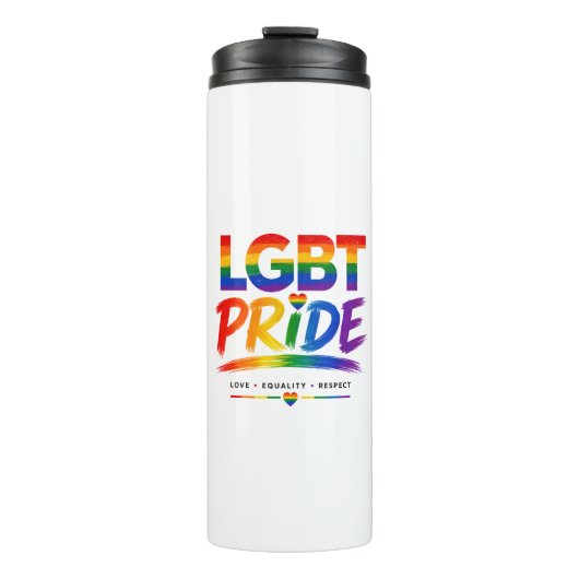 LGBT Pride Regenboog Typografie Thermosbeker (Voorkant)