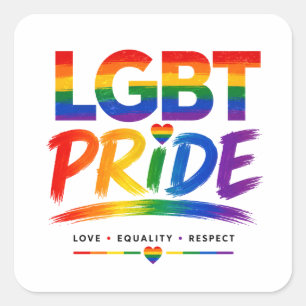 LGBT Pride Regenboog Typografie Vierkante Sticker