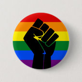 LGBT Pride (regenboog) vlag met verhoogde vuist Ronde Button 5,7 Cm (Voorkant)