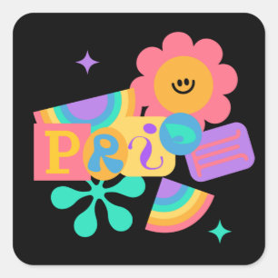 LGBT+pride. Regenboogliefde. Zonnebloemliefde. Vierkante Sticker