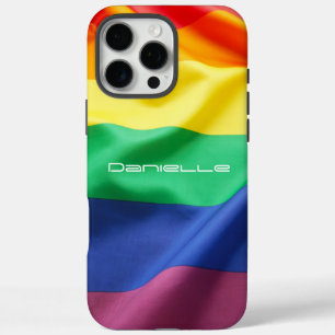 LGBT Pride Regenboordevlag Gepersonaliseerde naam iPhone 16 Pro Max Hoesje