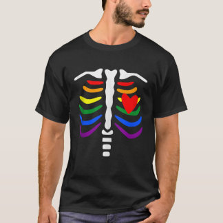 LGBT Pride Rib Cage Rainbow Skeleton Xray Funny LG T-shirt