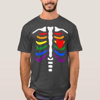 LGBT Pride Rib Cage Rainbow Skeleton Xray Funny LG T-shirt