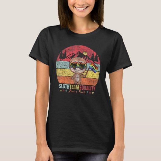 Lgbt Pride Sloth Team Equality Rainbow Flag Suppor T-shirt (Voorkant)