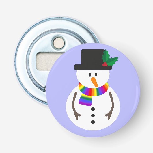 LGBT+ Pride Sneeuwman Knop Flesopener Button Flesopener (Voorkant)