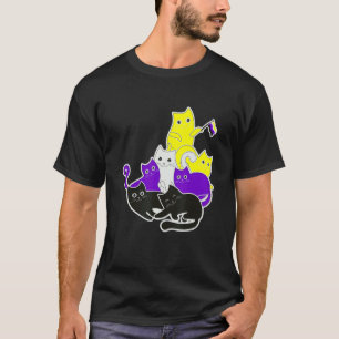 LGBT Pride Sociale Beweging Niet Binaire Kat Vlag T-shirt