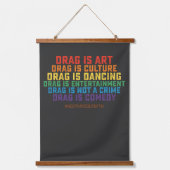 LGBT Pride Steun Drag Is Kunst Geen Misdaad Hangend Wandkleed (Voorkant)