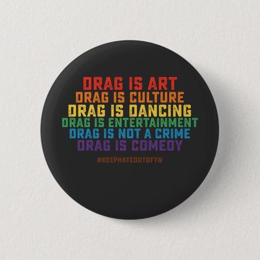 LGBT Pride Steun Drag Is Kunst Geen Misdaad Ronde Button 5,7 Cm (Voorkant)