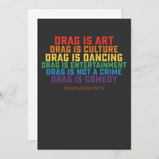LGBT Pride Support Drag is geen misdaad Kaart (Voorkant / Achterkant)