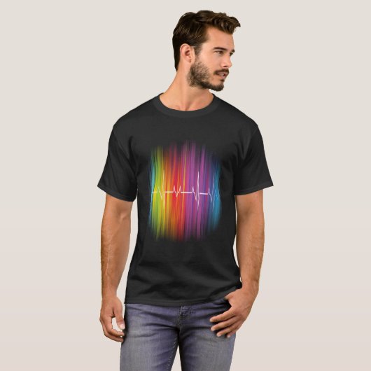 Lgbt Pride T-Shirt - Regenboogpuls (Voorkant volledig)
