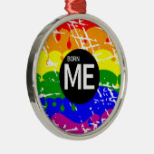 LGBT Pride Vlag Dripping Paint Born Me Metalen Ornament (Rechts)