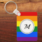 LGBT pride vlag met een aangepast initiaal Sleutelhanger (Voorkant)