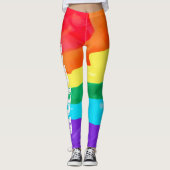 LGBT Pride Waterverf Regenboogvlag Leggings (Voorkant)