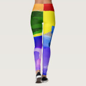 LGBT Pride Waterverf Streken Regenboog Leggings (Achterkant)