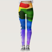 LGBT Pride Waterverf Streken Regenboog Leggings (Voorkant)