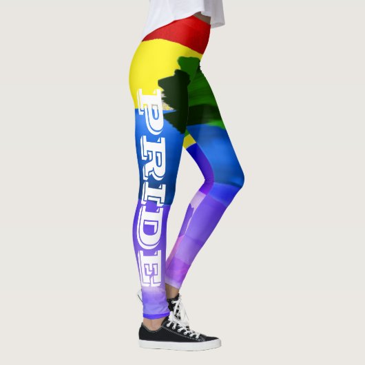 LGBT Pride Waterverf Streken Regenboog Leggings (Rechts)