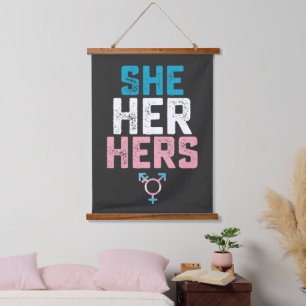 LGBT Pride Zij Haar Haar Trans Transgender Voornaa Hangend Wandkleed