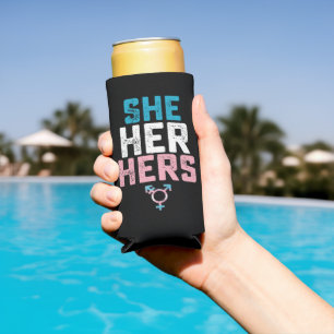 LGBT Pride Zij Haar Haar Trans Transgender Voornaa Seltzer Blikjeskoeler