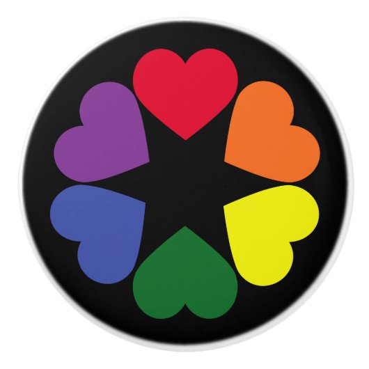 LGBT-prideharten Keramische Knop (Voorkant)