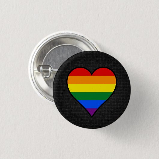 LGBT-prideharten zwarte knop Ronde Button 3,2 Cm (Voorkant /achterkant)