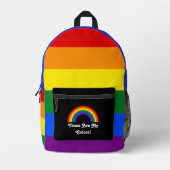 LGBT-pridevlag en regenboog met aangepaste tekst Bedrukte Rugzak (Voorkant)