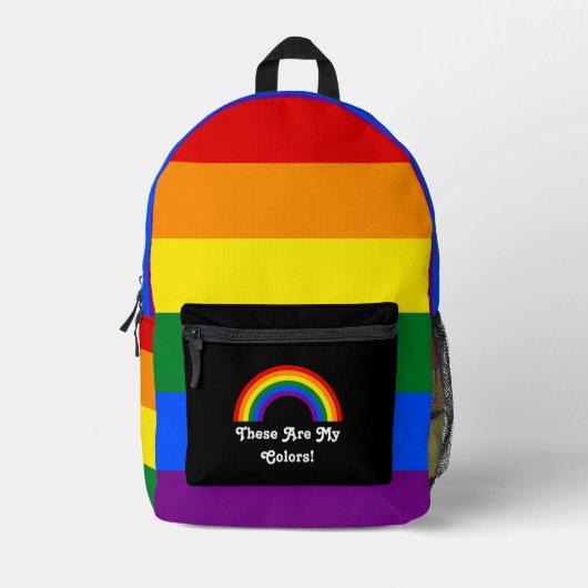 LGBT-pridevlag en regenboog met aangepaste tekst Bedrukte Rugzak (Voorkant)