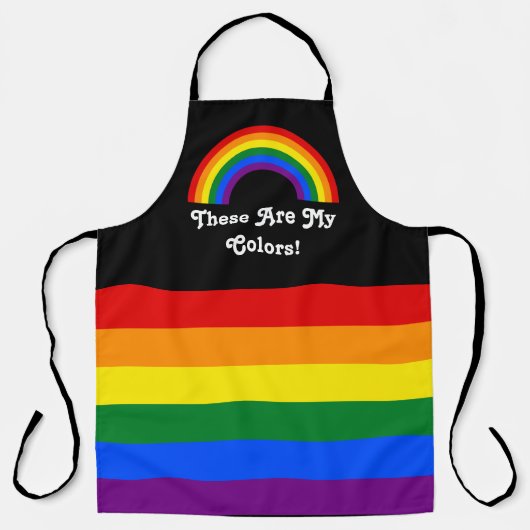 LGBT-pridevlag en regenboog met aangepaste tekst Schort (Voorkant)