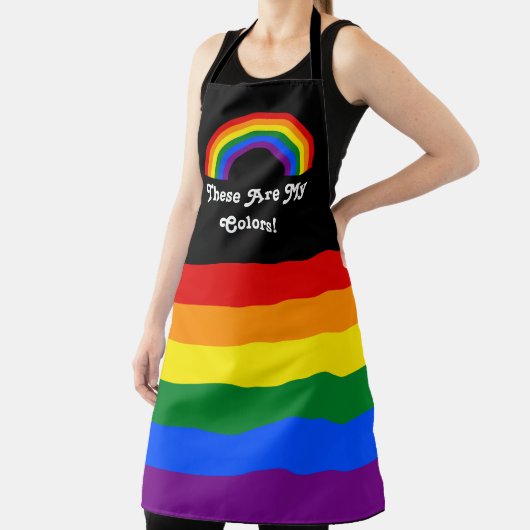 LGBT-pridevlag en regenboog met aangepaste tekst Schort (Insitu)