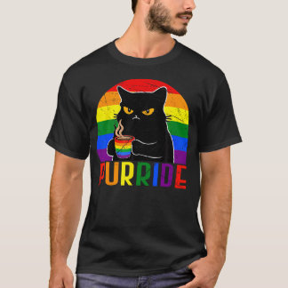 Lgbt Purride Kat Koffie Regenboog Vlag Ally Gay T-shirt