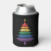 LGBT-Q Pride Christmas Tree Pajama Rainbow Flag Blikjeskoeler (Blikje Voorkant)