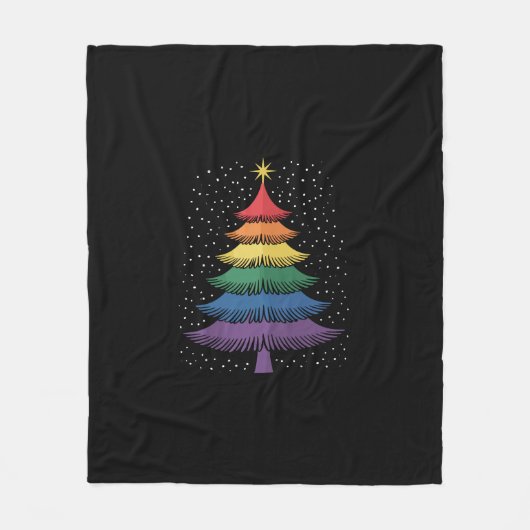 LGBT-Q Pride Christmas Tree Pajama Rainbow Flag Fleece Deken (Voorkant)