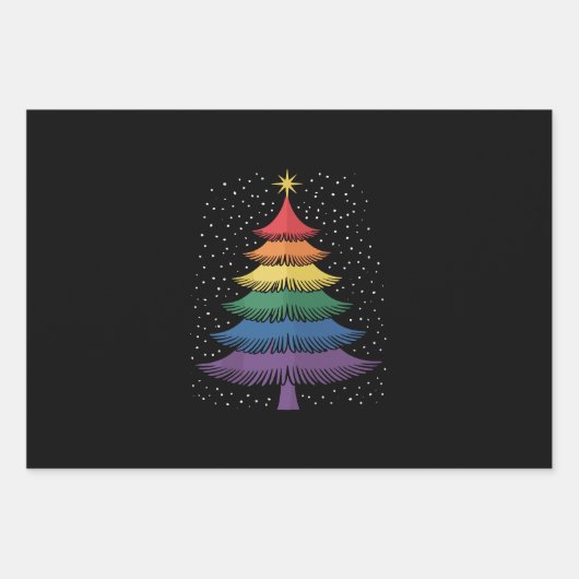 LGBT-Q Pride Christmas Tree Pajama Rainbow Flag Inpakpapier Vel (Voorkant)