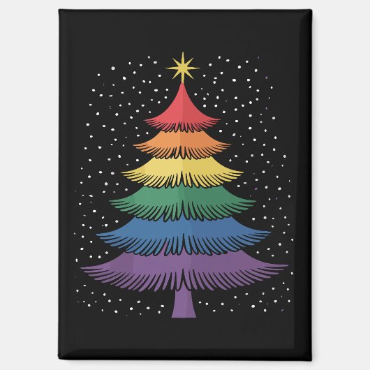 LGBT-Q Pride Christmas Tree Pajama Rainbow Flag Magneet (Voorkant)