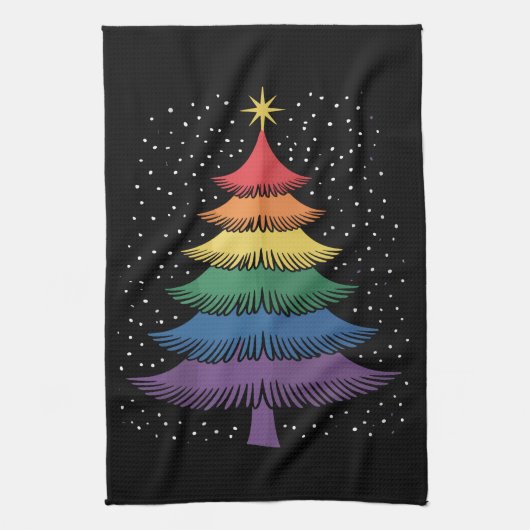 LGBT-Q Pride Christmas Tree Pajama Rainbow Flag Theedoek (Verticaal)