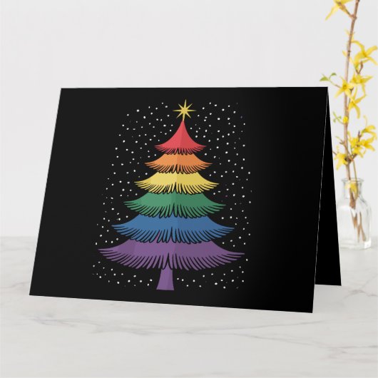 LGBT-Q Pride Kerstboom Pajama Regenboog Vlag Kaart (Gele Bloem)