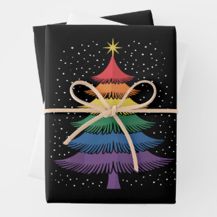 LGBT-Q Pride Kerstboom Pyjama Regenboogvlag Inpakpapier Vel