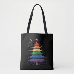 LGBT-Q Pride Kerstboom Pyjama Regenboogvlag Tote Bag