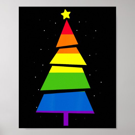 LGBT-Q Pride Rainbow Flag Gay Kerstboom X-mas Poster (Voorkant)